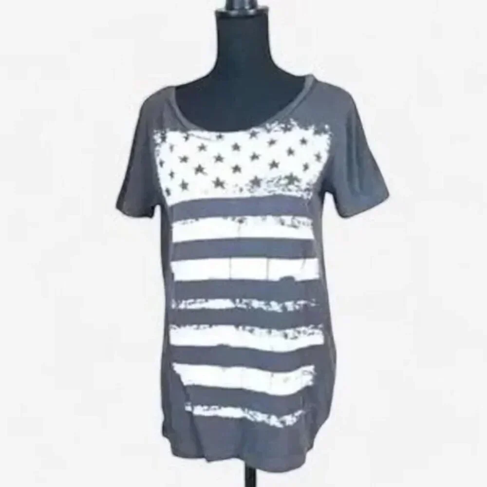 Chaser American Flag Slub Tee Gray Size L - Picture 2 of 11